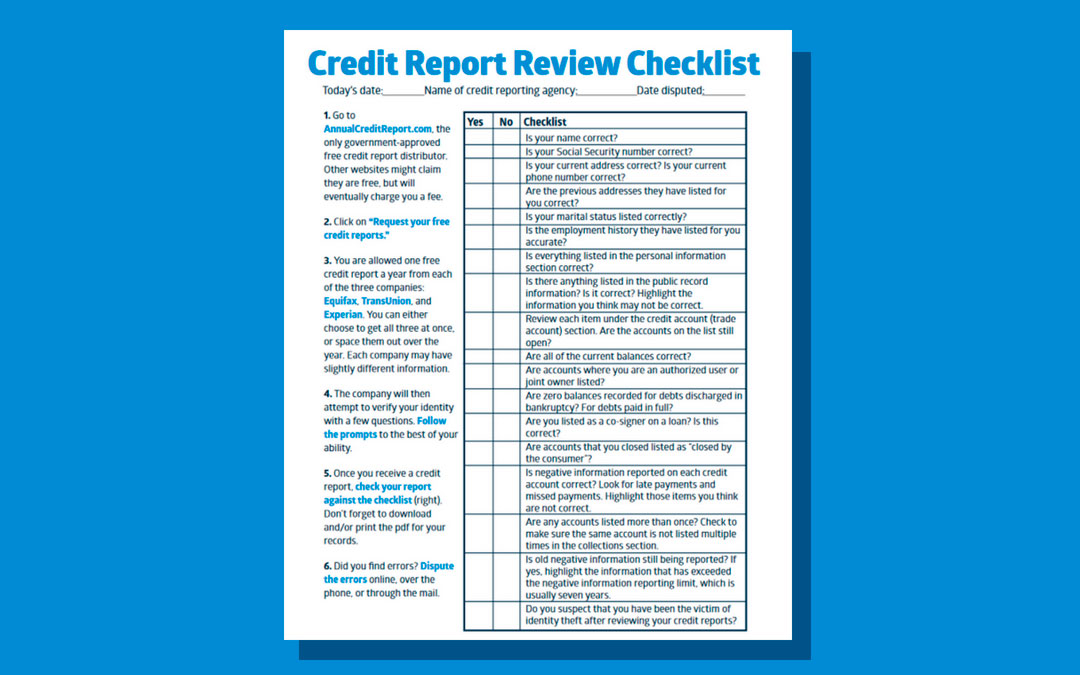 Credit Report Review Checklist