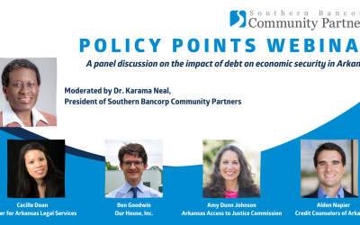 Southern Bancorp Community Partners announces policy brief and webinar addressing debt in Arkansas